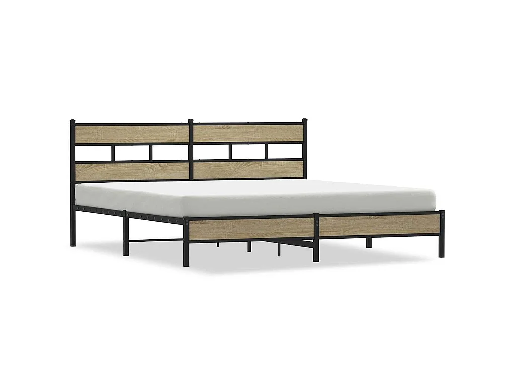 Bedframe zonder matras metaal sonoma eikenkleurig 193x203 cm