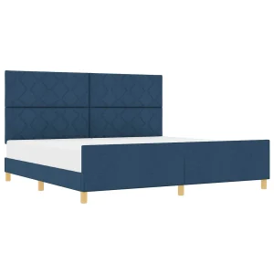 Bedframe met hoofdeinde Blauw 200 x 200 cm Stof Bedframe met hoofdeinde Blauw 200 x 200 cm Stof
