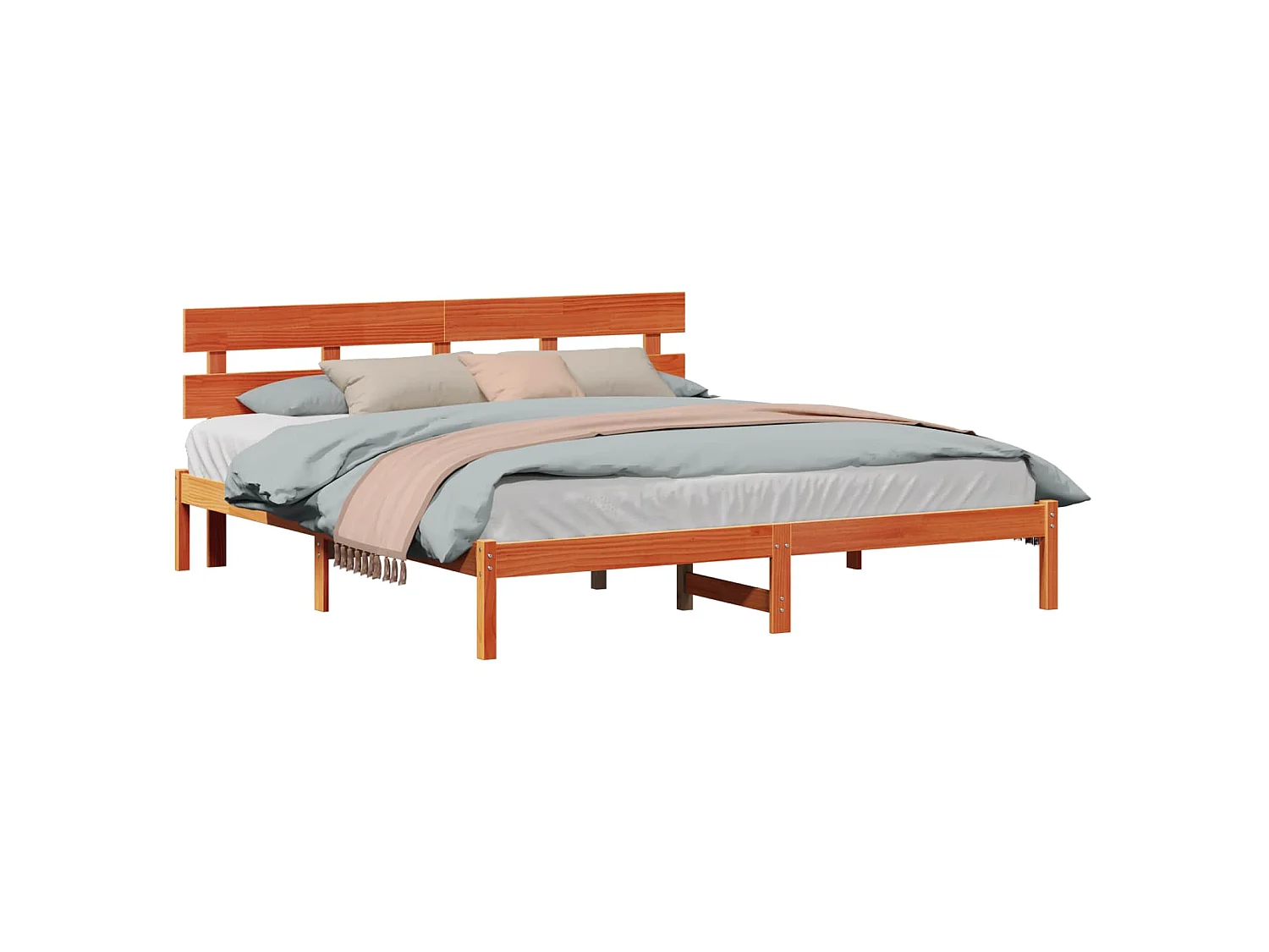 Bedframe met hoofdeinde Bruin 180 x 200 cm Massief grenenhout