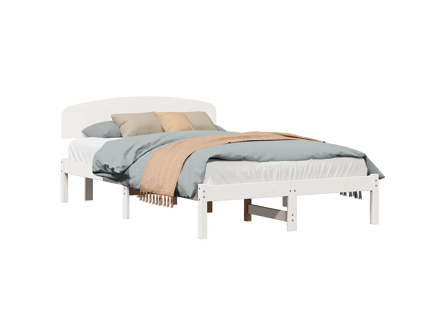 Bedframe met hoofdeinde Wit 135 x 190 cm Massief grenenhout