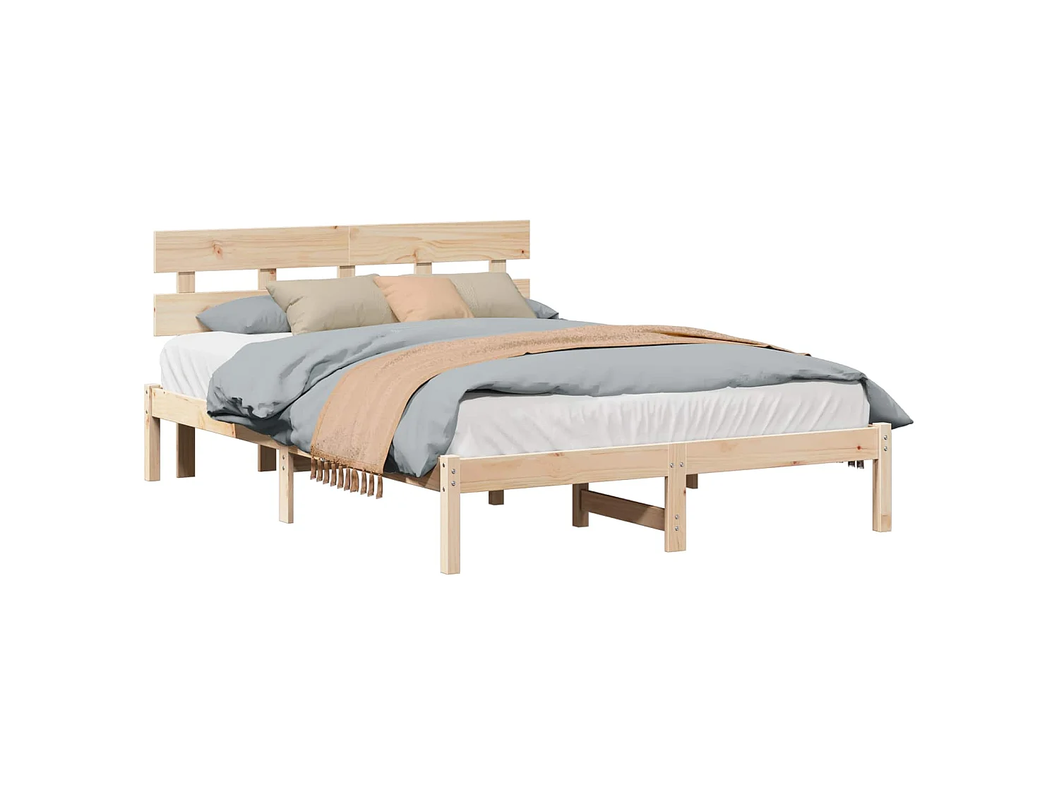 Bedframe met hoofdeinde Bruin 140 x 200 cm Massief grenenhout