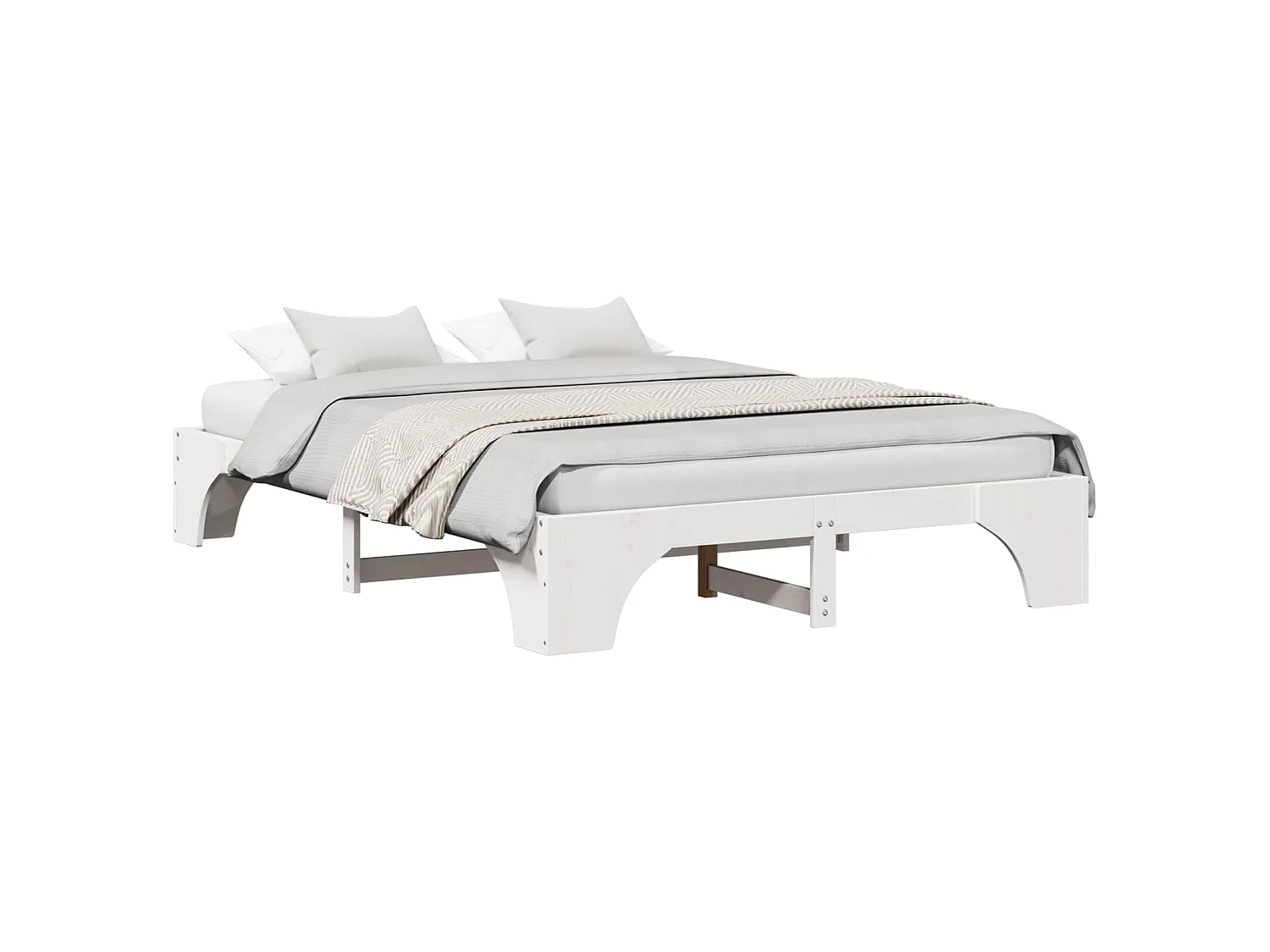 Bedframe Wit 150 x 200 cm Massief grenenhout