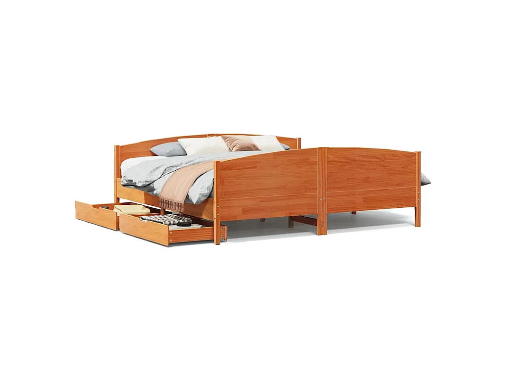 Bedframe zonder matras massief grenenhout wasbruin 200x200 cm