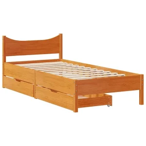 Bedframe met lades massief grenenhout wasbruin 100×200 cm Bedframe met lades massief grenenhout wasbruin 100×200 cm