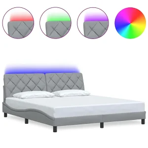 Bedframe met LED zonder matras stof 180×200 cm lichtgrijs Bedframe met LED zonder matras stof 180×200 cm lichtgrijs