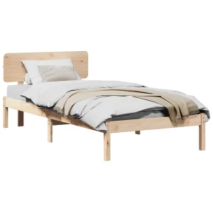 Bedframe met hoofdeinde Naturel 90 x 190 cm Massief grenenhout