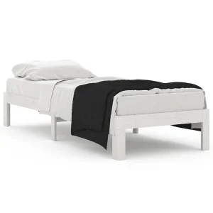 Bedframe massief hout wit 75×190 cm Bedframe massief hout wit 75×190 cm