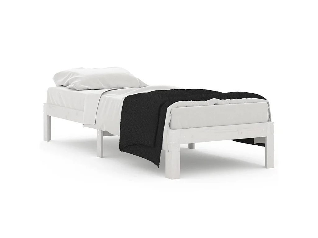 Bedframe massief hout wit 75x190 cm
