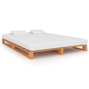 Bedframe pallet massief grenenhout bruin 140×200 cm Bedframe pallet massief grenenhout bruin 140×200 cm