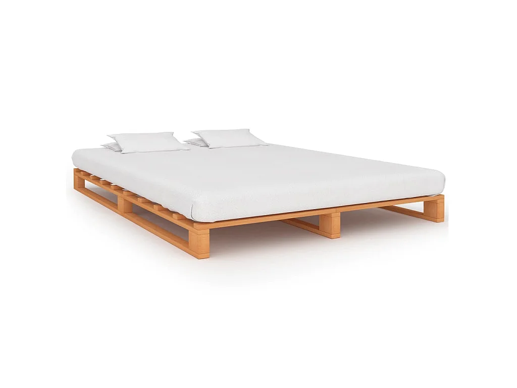 Bedframe pallet massief grenenhout bruin 140x200 cm