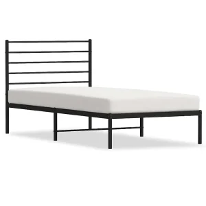 Bedframe met hoofdbord metaal zwart 100×190 cm