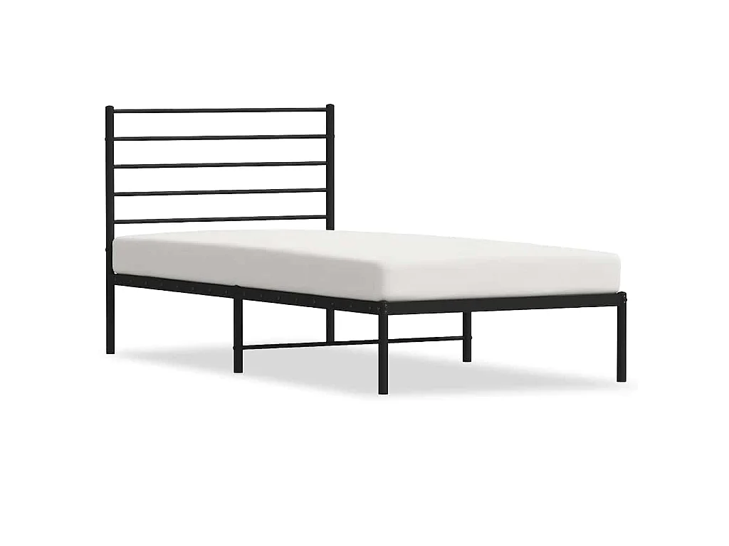 Bedframe met hoofdbord metaal zwart 100x190 cm