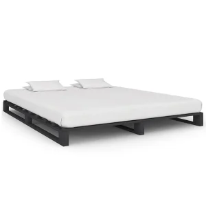 Bedframe pallet massief grenenhout grijs 160×200 cm Bedframe pallet massief grenenhout grijs 160×200 cm