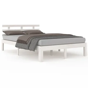 Bedframe massief hout wit 140×190 cm