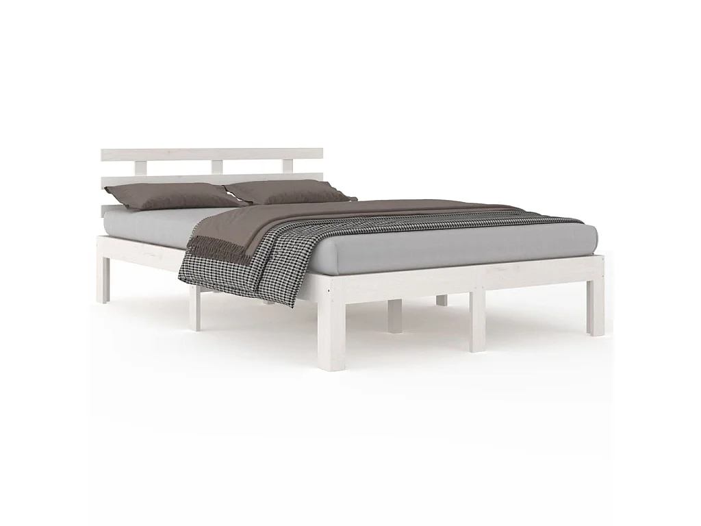 Bedframe massief hout wit 140x190 cm