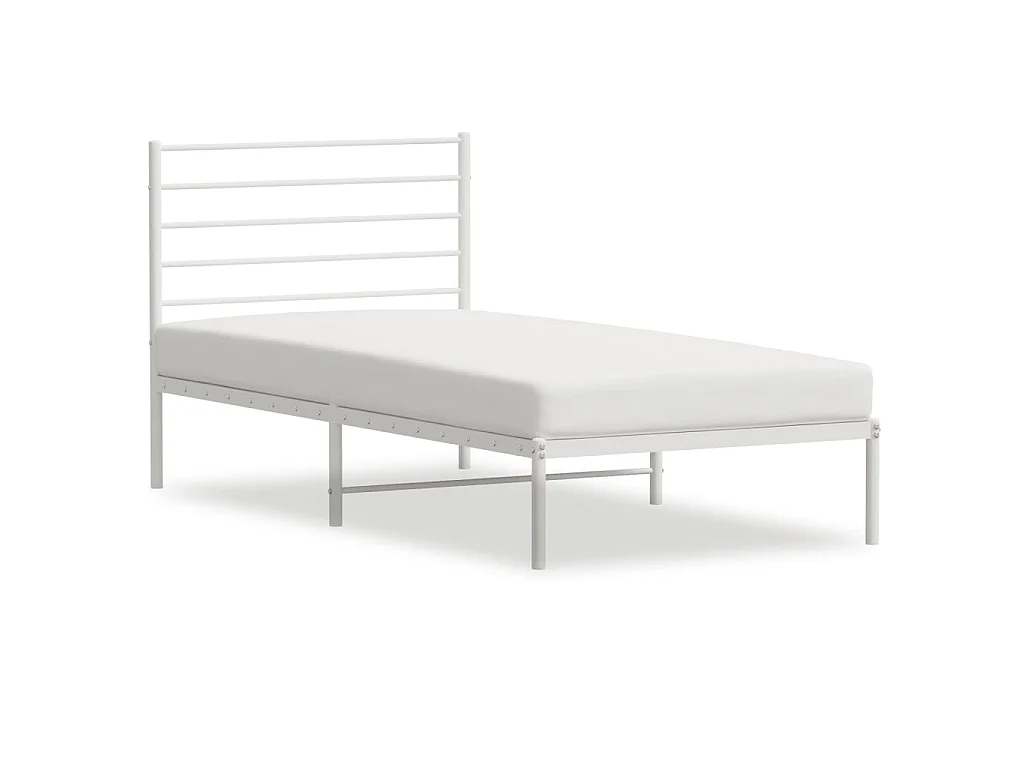 Bedframe met hoofdbord metaal wit 107x203 cm