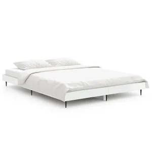 Bedframe bewerkt hout hoogglans wit 140×190 cm Bedframe bewerkt hout hoogglans wit 140×190 cm