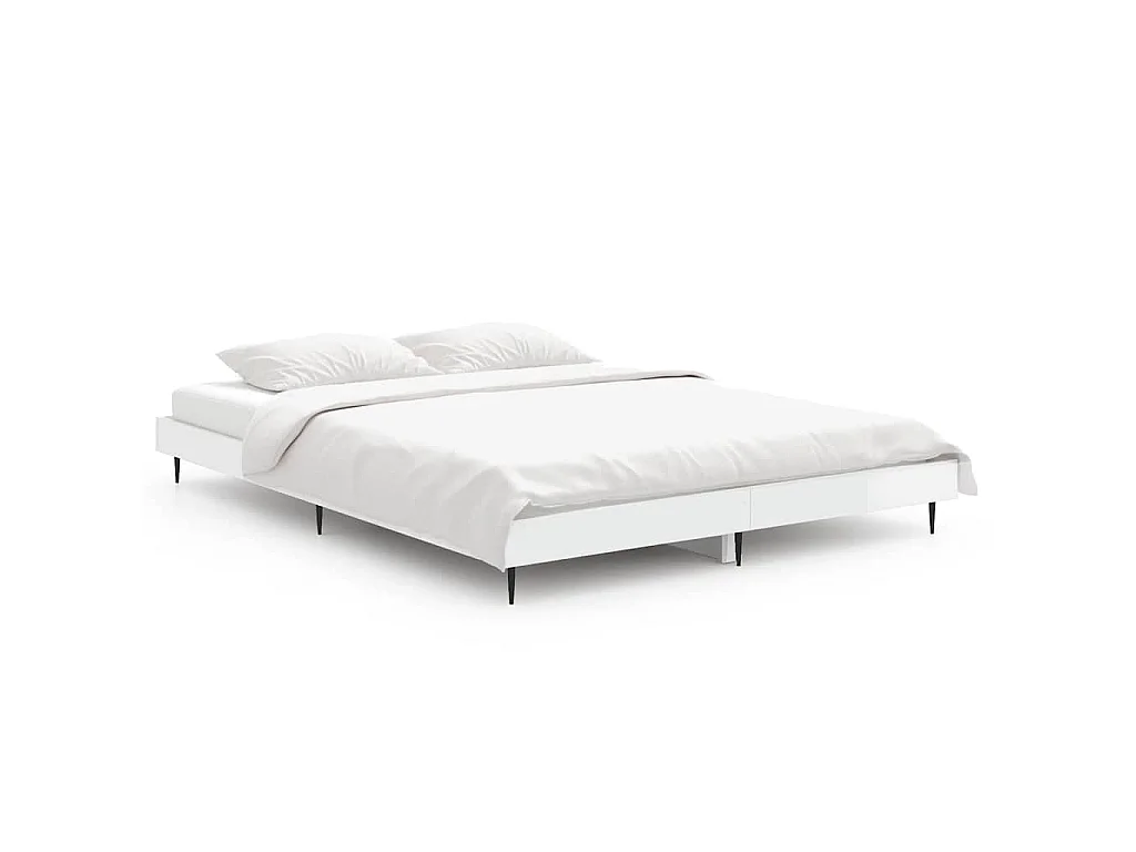 Bedframe bewerkt hout hoogglans wit 140x190 cm