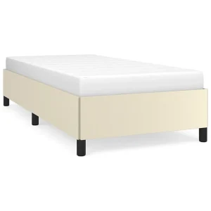 Bedframe kunstleer crèmekleurig 90×200 cm