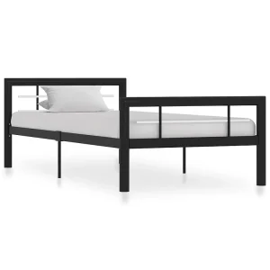Bedframe metaal zwart en wit 90×200 cm Bedframe metaal zwart en wit 90×200 cm