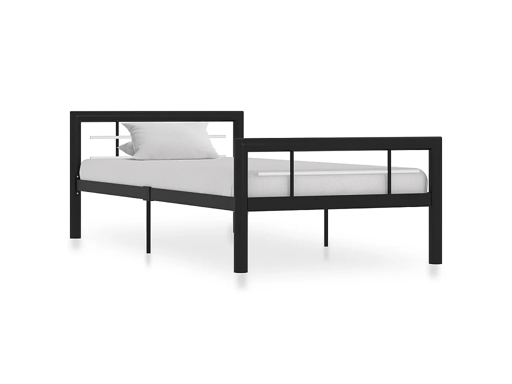 Bedframe metaal zwart en wit 90x200 cm