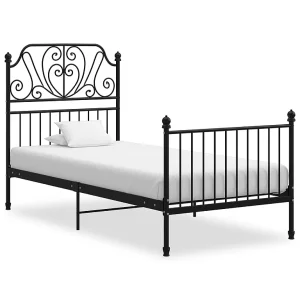 Bedframe metaal zwart 90×200 cm Bedframe metaal zwart 90×200 cm