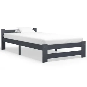 Bedframe massief grenenhout donkergrijs 100×200 cm Bedframe massief grenenhout donkergrijs 100×200 cm