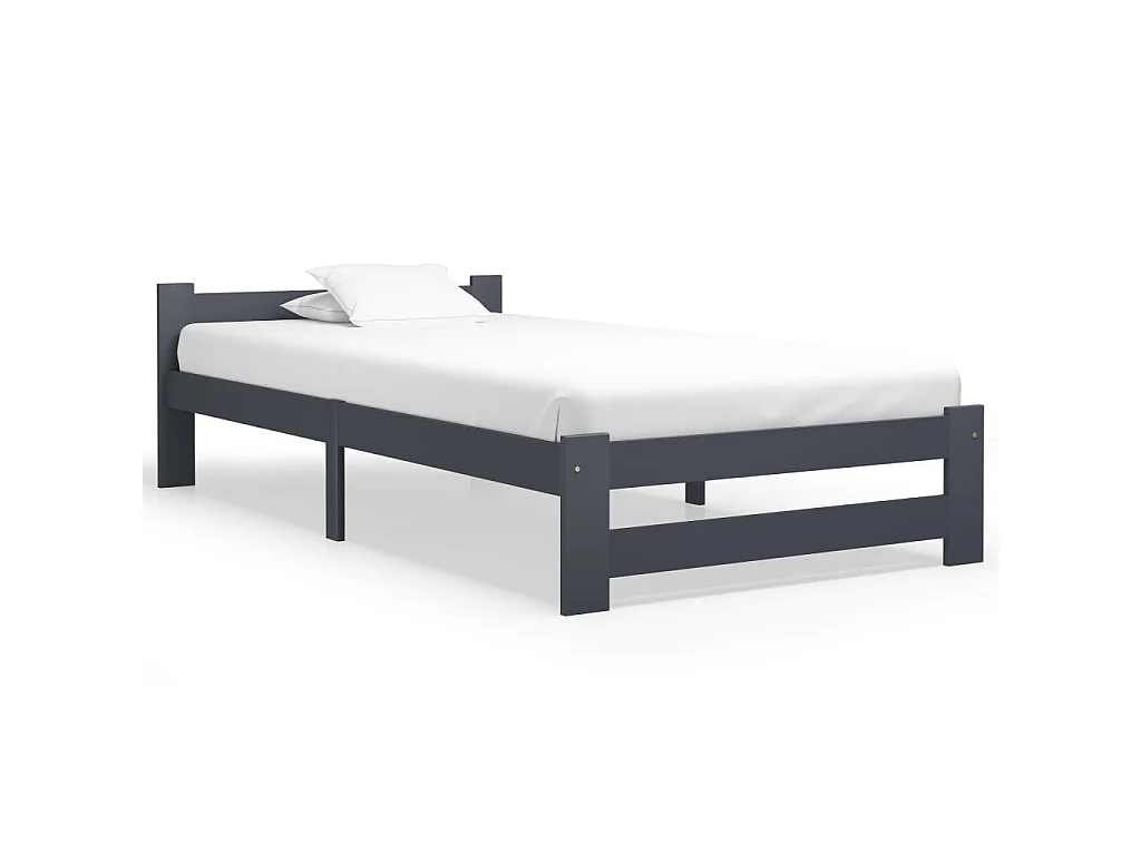 Bedframe massief grenenhout donkergrijs 100x200 cm