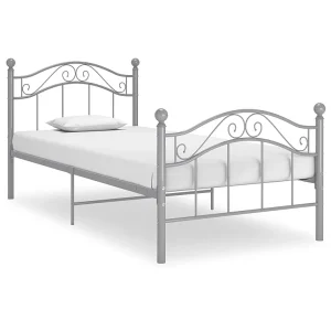 Bedframe metaal grijs 90×200 cm Bedframe metaal grijs 90×200 cm