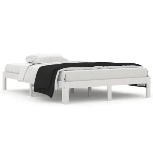 Bedframe massief grenenhout wit 140×200 cm Bedframe massief grenenhout wit 140×200 cm