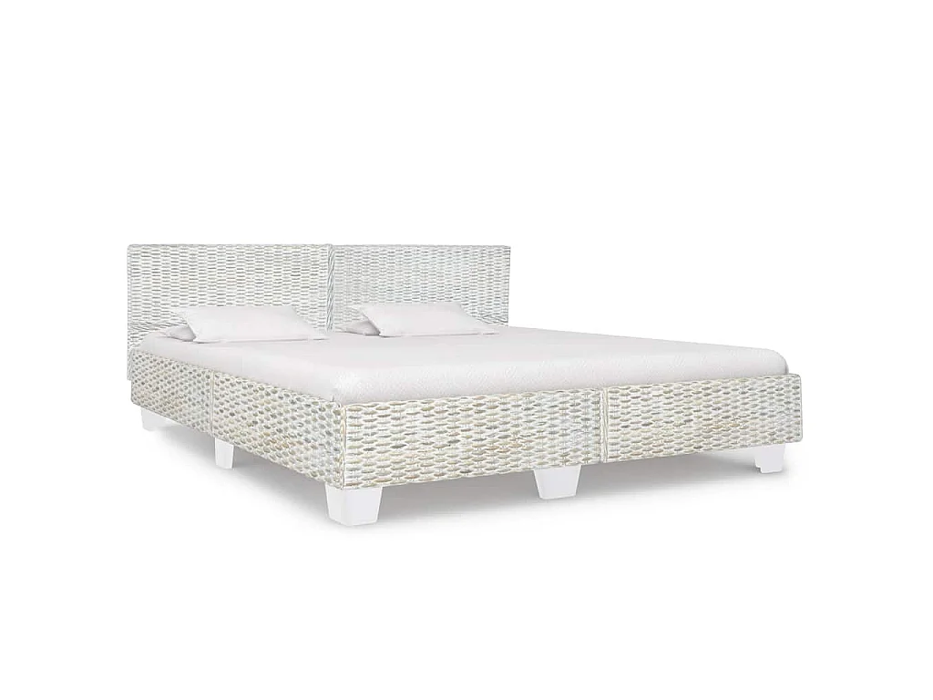 Bedframe natuurlijk rattan grijs 180x200 cm