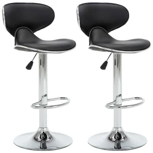 Barstoelen 2 st kunstleer zwart Barstoelen 2 st kunstleer zwart