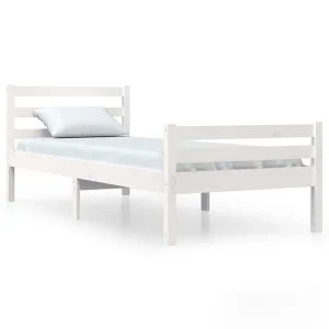 Bedframe massief hout wit 100×200 cm Bedframe massief hout wit 100×200 cm
