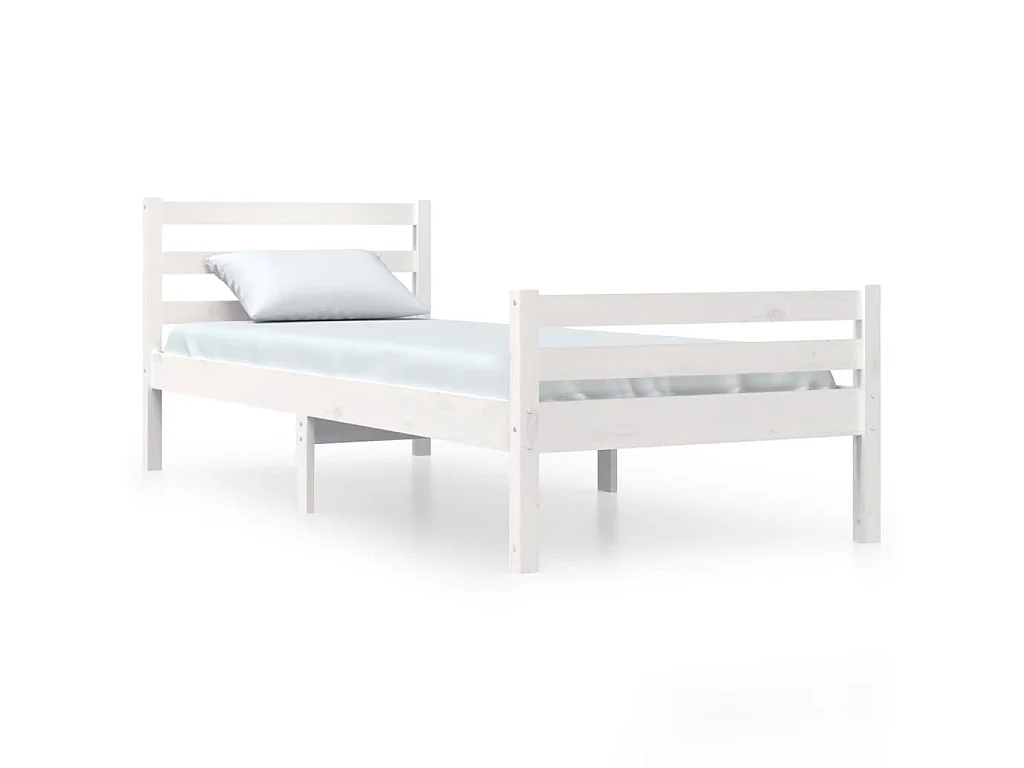 Bedframe massief hout wit 100x200 cm