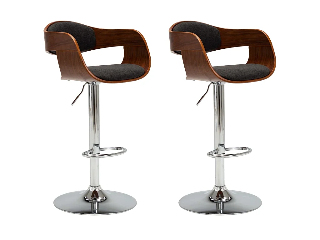 Barstoelen 2 st gebogen hout en stof grijs