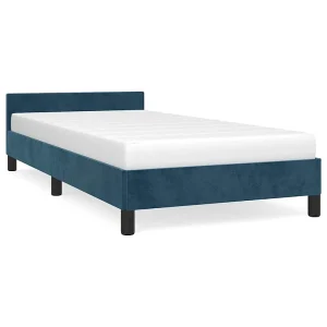Bedframe zonder matras 90×200 cm fluweel donkerblauw Bedframe zonder matras 90×200 cm fluweel donkerblauw