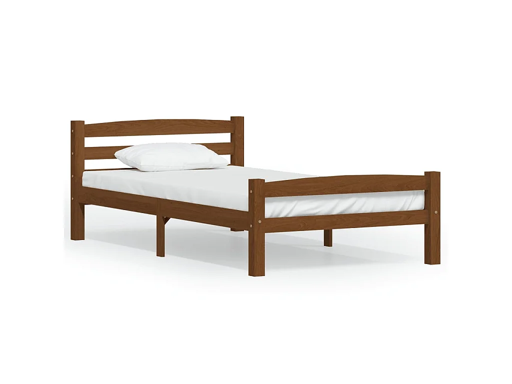 Bedframe massief grenenhout honingbruin 100x200 cm