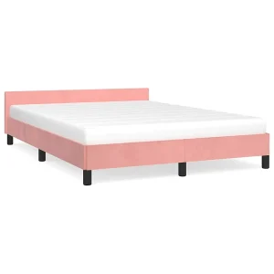 Bedframe met hoofdeinde zonder matras 140×190 cm fluweel roze