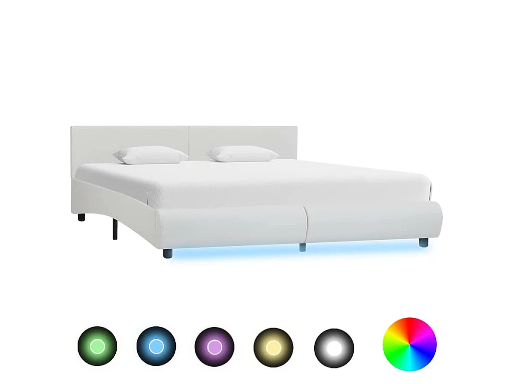 Bedframe met LED kunstleer wit 180x200 cm