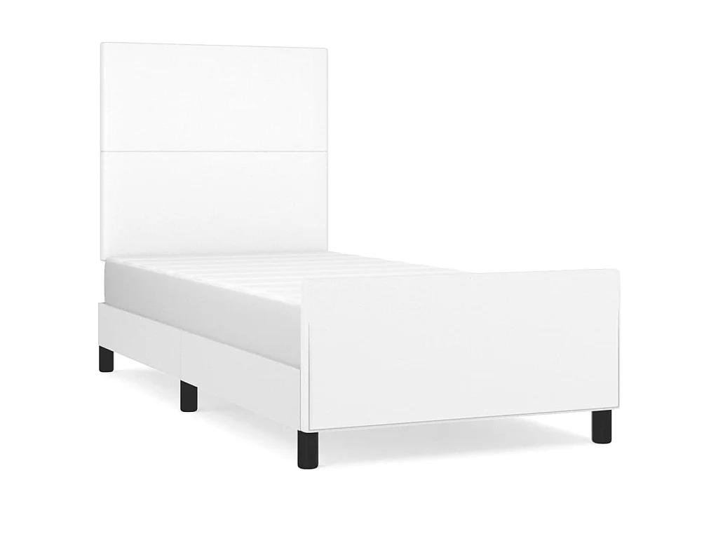 Bedframe met hoofdbord kunstleer wit 100x200 cm