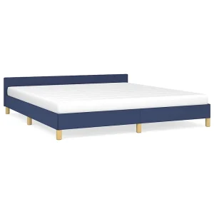 Bedframe met hoofdeinde zonder matras 180×200 cm stof blauw Bedframe met hoofdeinde zonder matras 180×200 cm stof blauw