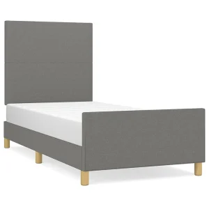 Bedframe zonder matras 100×200 cm stof donkergrijs Bedframe zonder matras 100×200 cm stof donkergrijs