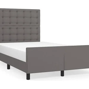 Bedframe met hoofdbord kunstleer grijs 120×200 cm