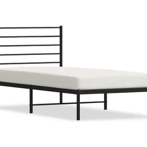 Bedframe met hoofdbord metaal zwart 90×190 cm