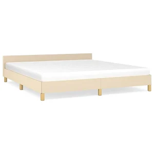 Bedframe zonder matras stof crèmekleurig 160×200 cm Bedframe zonder matras stof crèmekleurig 160×200 cm