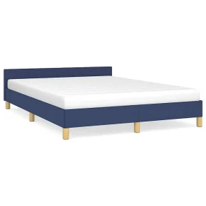 Bedframe met hoofdeinde zonder matras 140×200 cm stof blauw Bedframe met hoofdeinde zonder matras 140×200 cm stof blauw