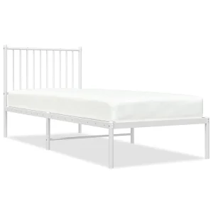 Bedframe met hoofdbord metaal wit 80×200 cm Bedframe met hoofdbord metaal wit 80×200 cm