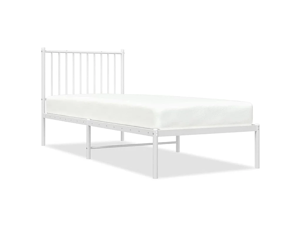 Bedframe met hoofdbord metaal wit 80x200 cm