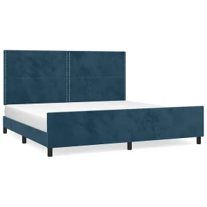 Bedframe zonder matras 200×200 cm fluweel donkerblauw