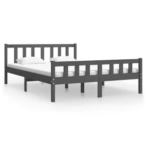 Bedframe massief hout grijs 140×190 cm Bedframe massief hout grijs 140×190 cm